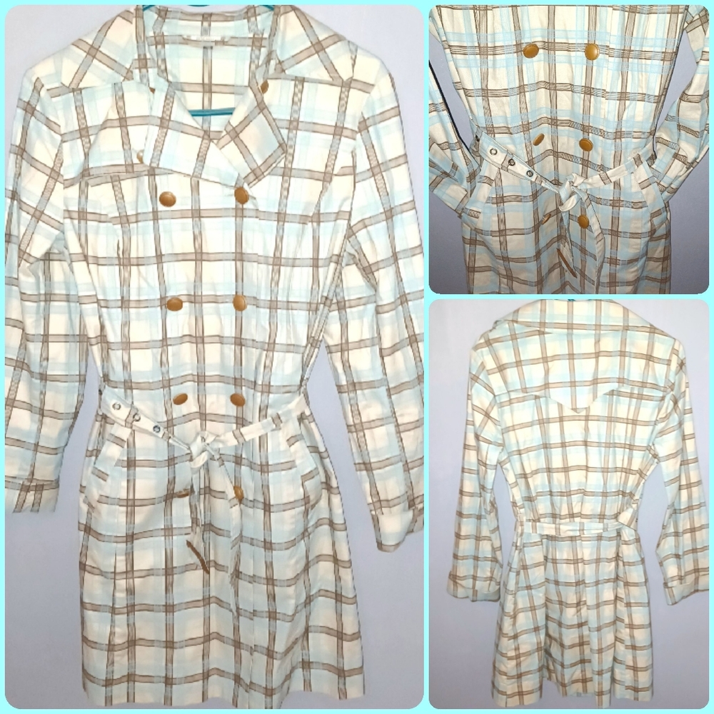 NWOT NOA NOA Belted Plaid Trench Coat